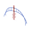 PFS079 - Curved Helix Ladder Climber Playground Equipment - Ages 5 to 12 Yrs. - Red on Blue - Back