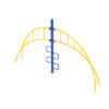 PFS079 - Curved Helix Ladder Climber Playground Equipment - Ages 5 to 12 Yrs. - Yellow on Blue