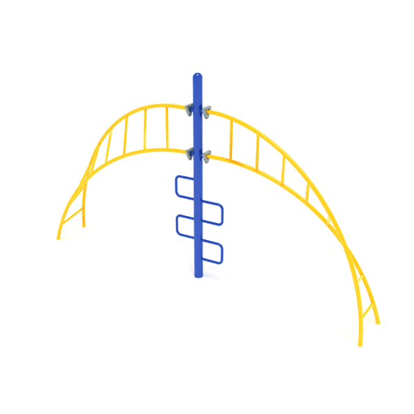 PFS079 - Curved Helix Ladder Climber Playground Equipment - Ages 5 to 12 Yrs. - Yellow on Blue