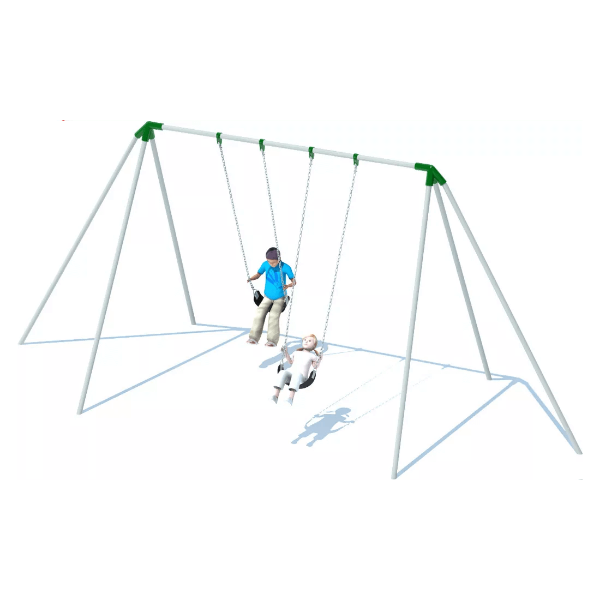 90015301XX - 1 Bay with 2 Belt Seats - Tripod 8 ft Swing Set