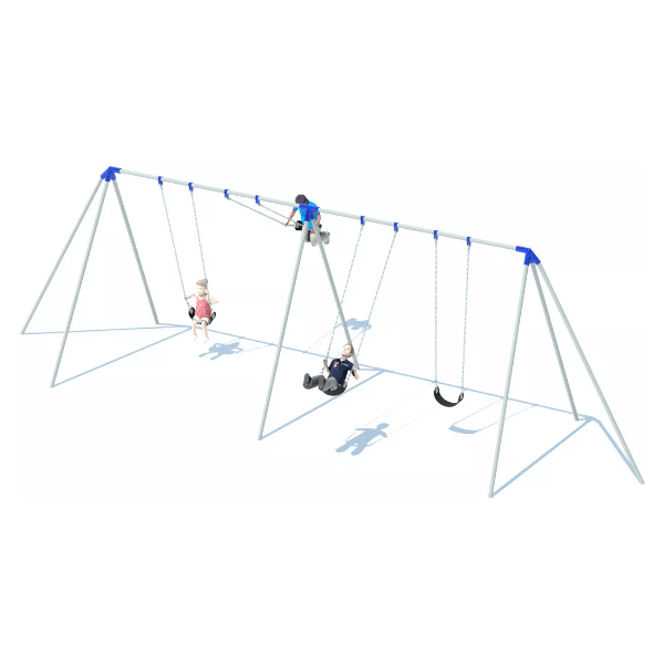 15302-15108 - 2 Bay with 4 Belt Seats - Tripod 8 ft Swing Set