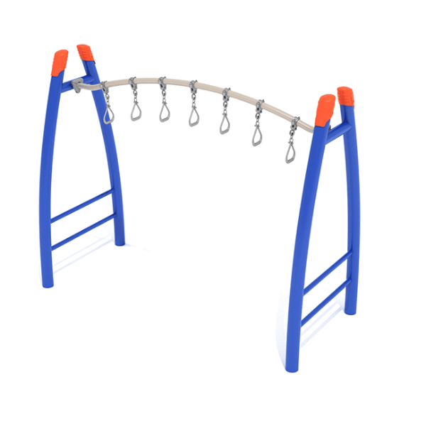 PGS003 - Curved Overhead Swinging Ring Playground Monkey Bars with Curved Post - Ages 5 to 12 Yrs. - Blue