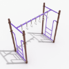 PTC009 - Straight Swinging Ring Ladder Playground Monkey Bars - Ages 5 to 12 Yrs. - Purple on Brown