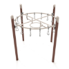 PGS022 - Curved Overhead Swinging Ring Playground Monkey Bars with Single Post - Ages 5 to 12 Yrs. - Tan on Brown