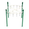 PGS022 - Curved Overhead Swinging Ring Playground Monkey Bars with Single Post - Ages 5 to 12 Yrs. - Tan on Green