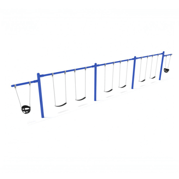 PSW320WS - 3 Bay Plus 2 Cantilever with 6 Belt Swings and 2 Toddler Seat - 7/8 Ft. High Elite Swing Set - Primary