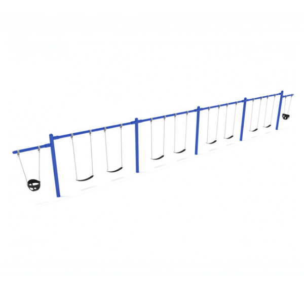 PSW420WS - 4 Bay Plus 2 Cantilever with 8 Belt Swings and 2 Toddler Seats - 7/8 Ft. High Elite Swing Set - Primary