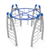 PGS018 - Circle Overhead Swinging Ring Ladder Playground Monkey Bars with Curved Post - Ages 5 to 12 Yrs. - Blue on Gray