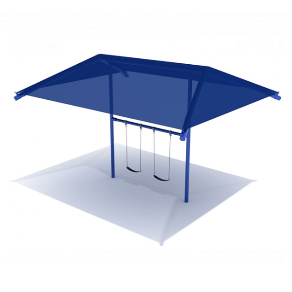 PSWSH001WS - 1 Bay with 2 Belt Seats - Shaded 8 Ft. High Elite Single Post Swing Set - Primary