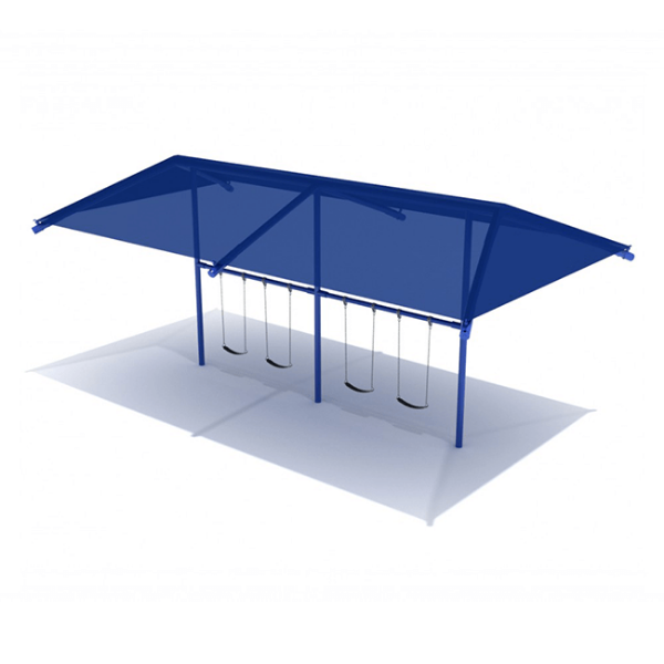 PSWSH002WS - 2 Bay with 4 Belt Seats - Shaded 8 Ft. High Elite Single Post Swing Set - Primary
