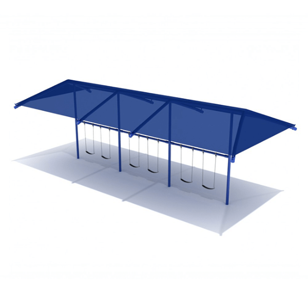 PSWSH003WS - 3 Bay with 6 Belt Seats - Shaded 8 Ft. High Elite Single Post Swing Set - Primary