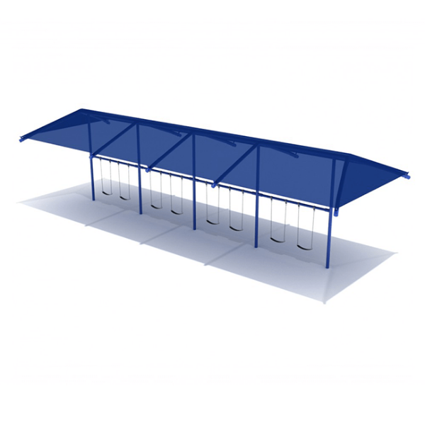 PSWSH004WS - 4 Bay with 8 Belt Seats - Shaded 8 Ft. High Elite Single Post Swing Set - Primary