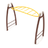 PGS005 - Curved Overhead Horizon Playground Monkey Bars with Curved Post - Ages 5 to 12 Yrs. - Yellow on Brown