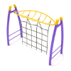 PGS006 - Curved Overhead Inverted Horizon with Rope Playground Climber with Curved Post - Ages 5 to 12 Yrs. - Yellow on Purple