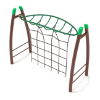 PGS006 - Curved Overhead Inverted Horizon with Rope Playground Climber with Curved Post - Ages 5 to 12 Yrs. - Green on Brown