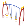 PGS008 - Tilted Lily Pad Bridge Balance Playground Equipment with Curved Post - Ages 5 to 12 Yrs. - Primary