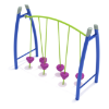 PGS009 - Tilted Pebble Bridge Balance Playground Equipment with Curved Post - Ages 5 to 12 Yrs. - Blue, Lime Green, and Purple