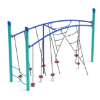 PGS019 - Double Tilted Lily Pad Playground Bridge with Net Attachment and Single Post - Ages 5 to 12 Yrs. - Blue on Teal