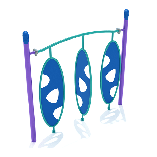 PGS030 - Triple Wing Climbing Playground Equipment with Single Post - Ages 5 to 12 Yrs. - Blue, Teal, Purple