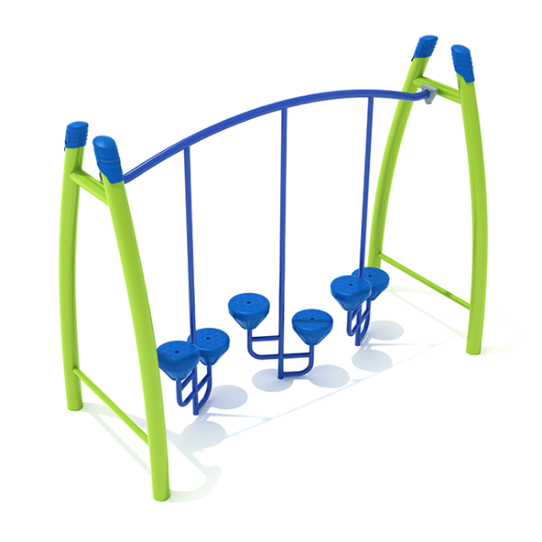 PGS031 - Pebble Bridge Balance Playground Equipment with Curved Post - Ages 5 to 12 Yrs. - Blue on Lime Green