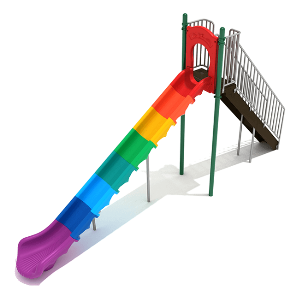 PSL011 - 8 Foot Single Sectional Playground Slide - Ages 5 to 12 Yrs. - Rainbow