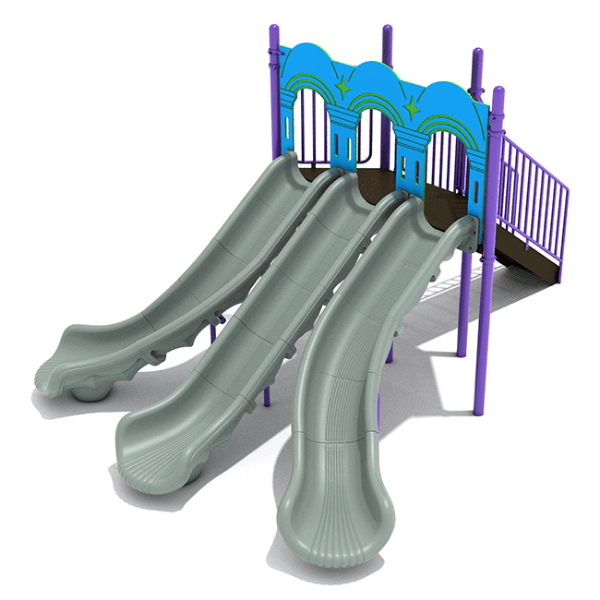 PSL025 - 5 Foot Triple Split Playground Slide - Ages 2 to 12 Yrs. - Gray