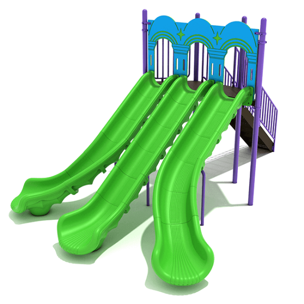 PSL026 - 6 Foot Triple Split Playground Slide - Ages 2 to 12 Yrs. - Lime Green