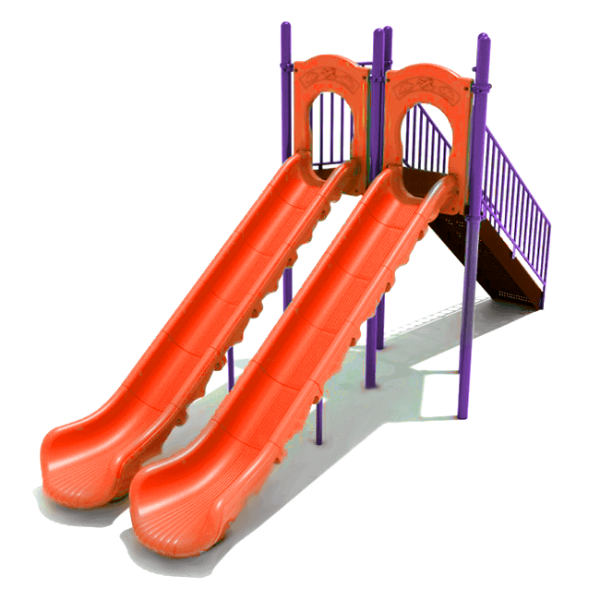 PSL033 - 6 Foot Twin Straight Playground Slide - Ages 2 to 12 Yrs. - Orange