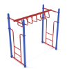 PTC007 - Straight Trapezoid Loop Ladder Playground Monkey Bars - Ages 5 to 12 Yrs. - Red on Blue