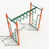 PTC007 - Straight Trapezoid Loop Ladder Playground Monkey Bars - Ages 5 to 12 Yrs. - Orange on Green