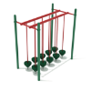 PTC018 - Double Row Pebble Bridge Balance Playground Equipment - Ages 5 to 12 Yrs. - Green on Red