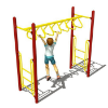 	AFR0111XX - Tri-Rung Overhead Playground Monkey Bars - Ages 5 to 12 yr - Yellow on Red