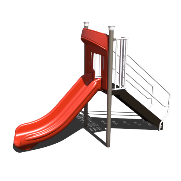 AFR0232XX - Left Single Curve 4 Ft. Deck Freestanding Playground Slide - Ages 5 to 12 yr