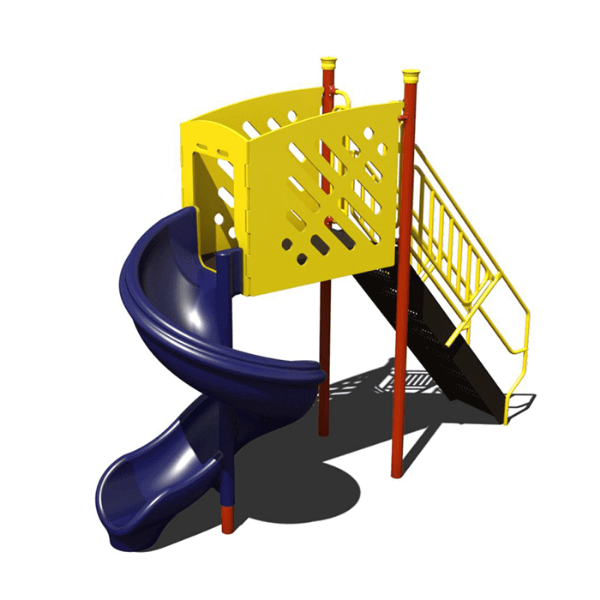 AFR0268XX - Open 6 Ft. Deck Spiral Playground Slide - Ages 5 to 12 yr -  Front