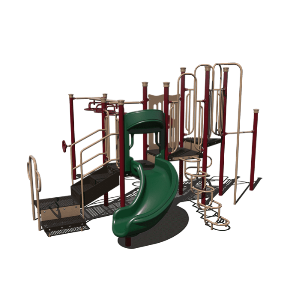 CW-0016-2 - Little Firefighter Trainer Commercial Playground Equipment - Ages 5 to 12 yr - Front  - Brown