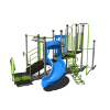 CW-0016-2 - Little Firefighter Trainer Commercial Playground Equipment - Ages 5 to 12 yr - Front - Blue and Green