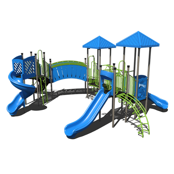 CW-0019 - Curious Cat Castle Commercial Playground Equipment - Ages 5 to 12 yr - Front - Blue