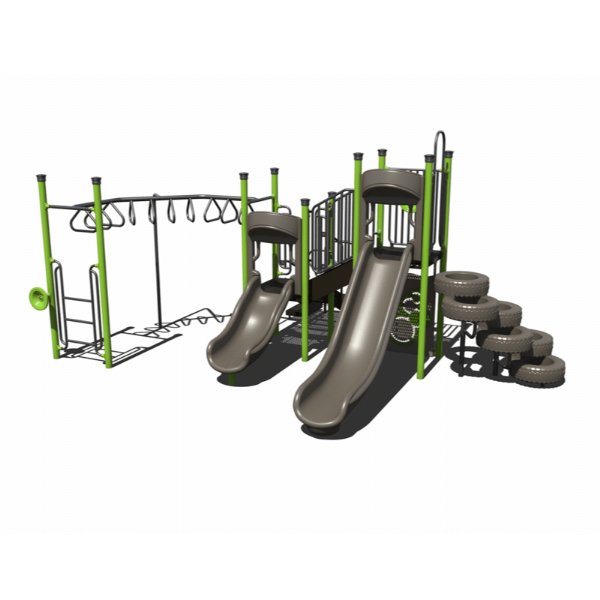 CW-0075 - Tires & Gears Commercial Playground Equipment - Ages 5 to 12 yr - Front