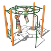 EFR0073XX - 360 Orbital Overhead Ladder Playground Monkey Bars - Ages 5 to 12 yr - Green on Orange 