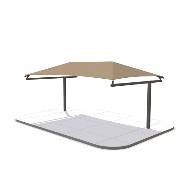 Rectangular Fabric Hanging Cantilever Shade Structure with 8 Ft. Entry Height - Base Model