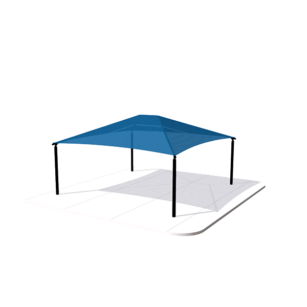 Square Fabric Hip End Shade Structure with 8 Ft. Entry Height - Base Model