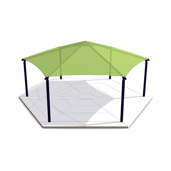 Hexagonal Fabric Hip End Shade Structure with 8 Ft. Entry Height - Base Model