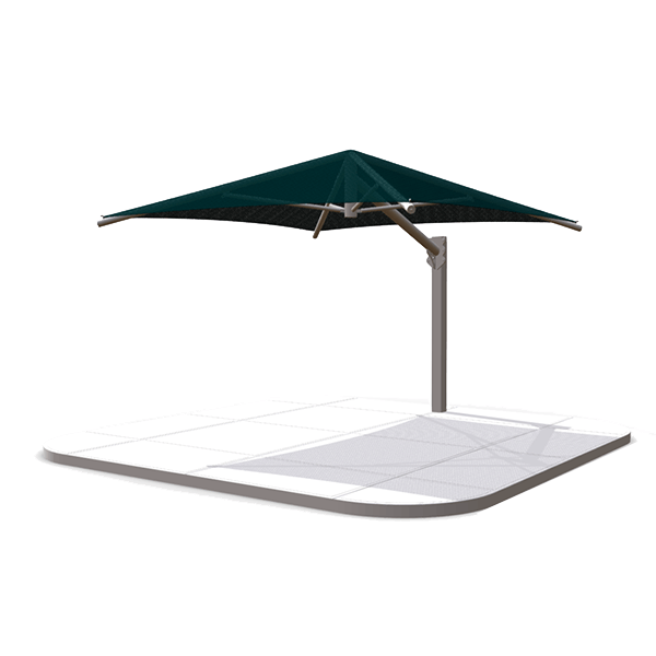 14' Square Fabric Cantilever Umbrella Shade Structure with 10 Ft. Entry Height and Steel Frame - Base Model - Quick Ship
