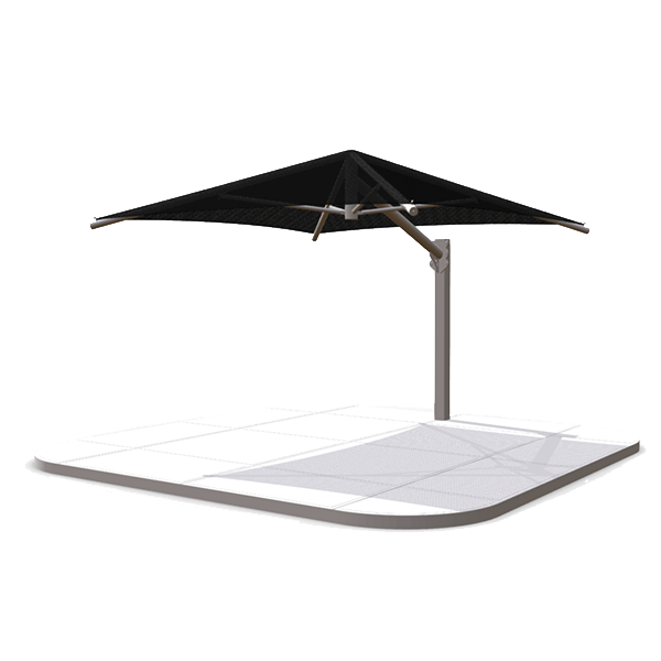 Square Fabric Cantilever Umbrella Shade Structure with 12 Ft. Entry Height and Single Steel Post - Base Model