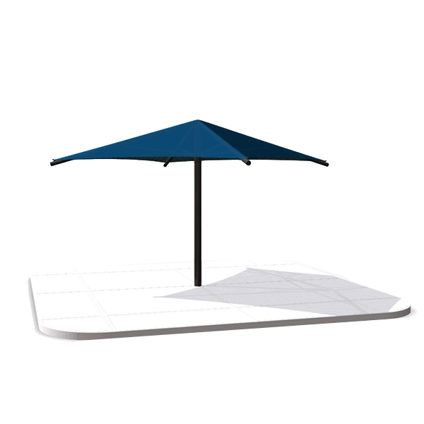 Hexagonal Fabric Umbrella Shade Structure with 10 Ft. Entry High Single Steel Post - Base Model