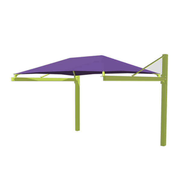 Custom Fabric Suspended Cantilever Shade Structure with 16' Steel Frame