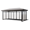 All-Steel Hip-End Privacy Shelter For Bus Stops With Perforated Aluminum Sides