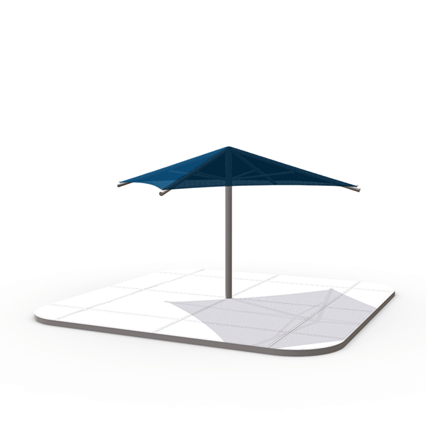 12' Square Fabric Umbrella Shade Structure with 8 Ft. Entry Height and Single Steel Post - Base Model - Quick Ship