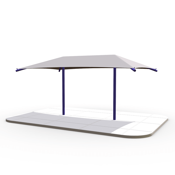 Rectangular Fabric Dual Column Umbrella Shade Structure with 10 Ft. Entry Height and Steel Frame - Base Model