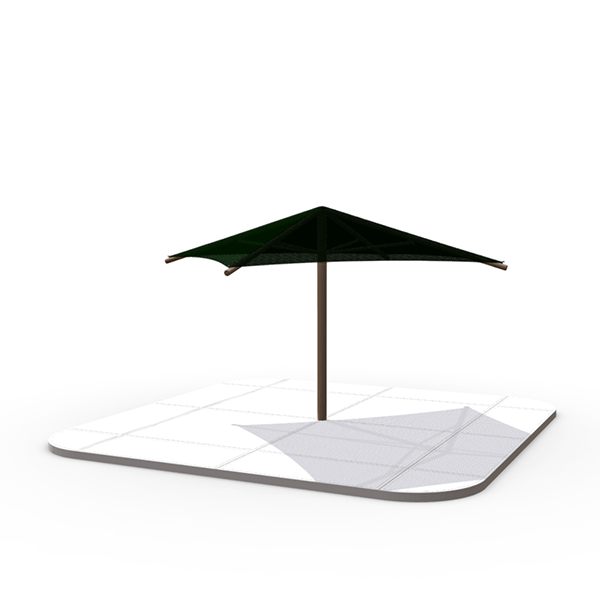 Square Fabric Umbrella Shade Structure with 8 Ft. Entry Height and Single Steel Post - Base Model